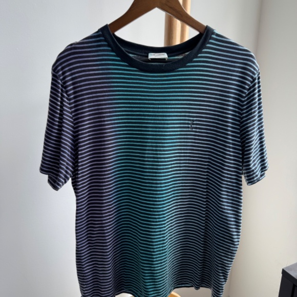 Saint Laurent Ombre Striped Logo T-Shirt - Picture 1 of 6